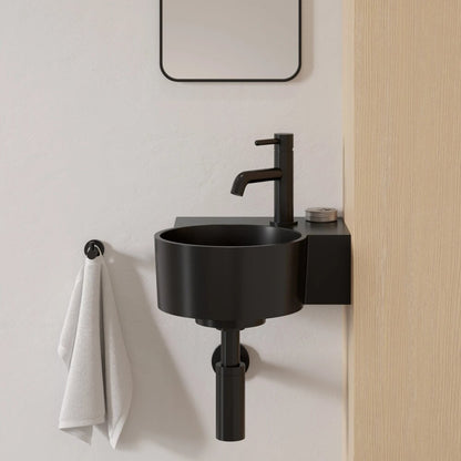 Окачен умивалник Omnires Ovo M+ матово черно 33.5 cm дясно