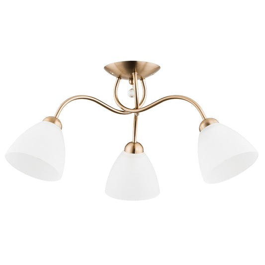 Alfa Amarillo Patyna Brushed Gold/White 3 Bulbs Chandelier