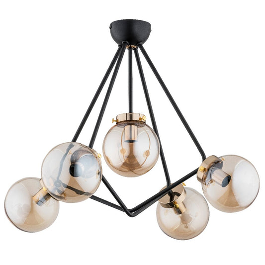 Alfa Seyno 5 Chandelier Black/Clear