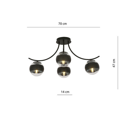 Emibig Boston 4 Chandelier Black/Transparent
