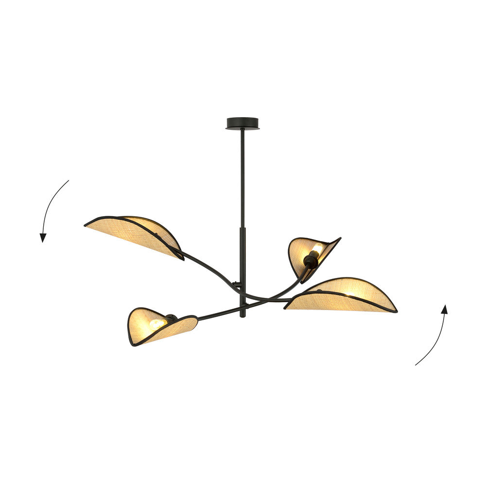Emibig Lotus 4 Chandelier Black/Rattan