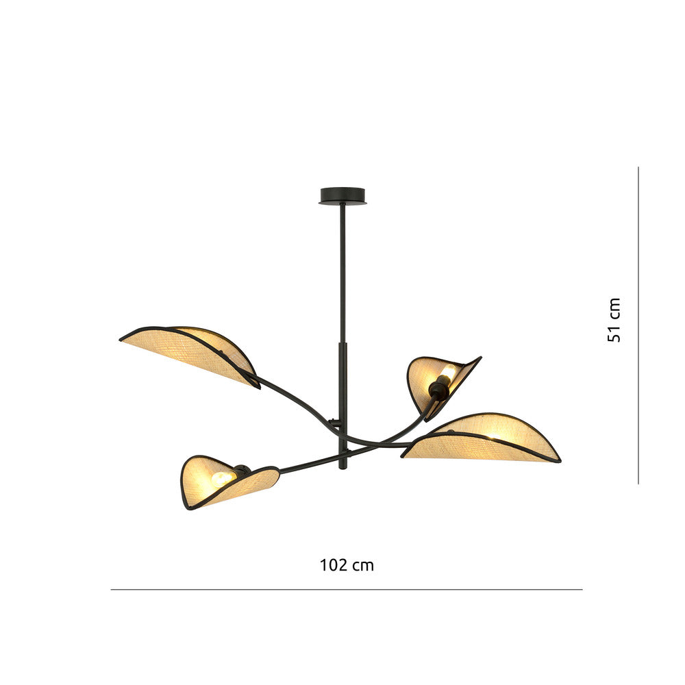 Emibig Lotus 4 Chandelier Black/Rattan
