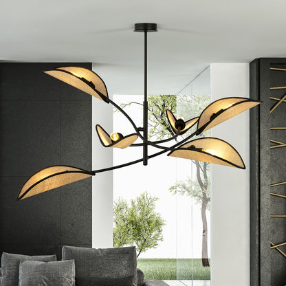 Emibig Lotus 6 Chandelier Black/Rattan