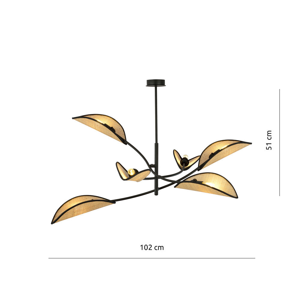 Emibig Lotus 6 Chandelier Black/Rattan