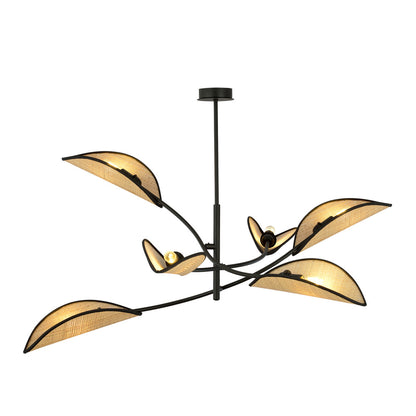 Emibig Lotus 6 Chandelier Black/Rattan
