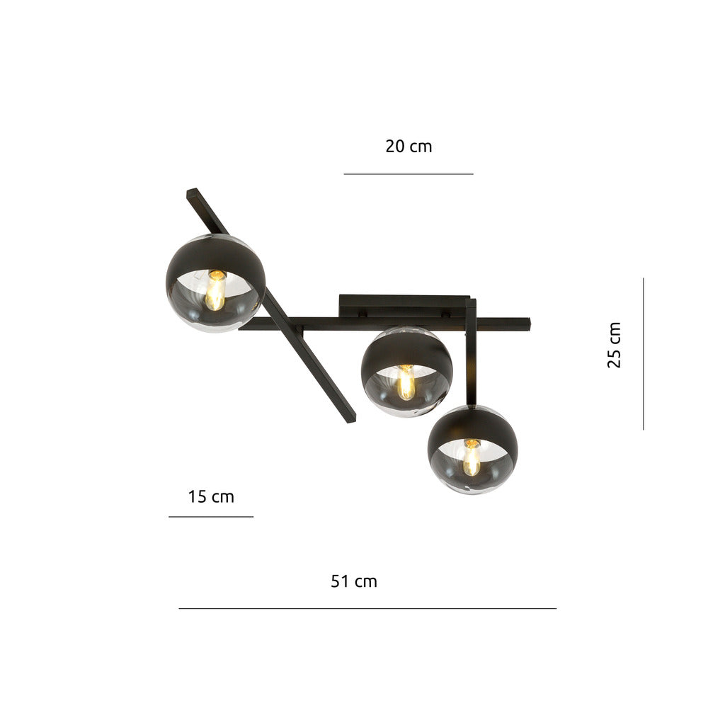Emibig Smart 3 Chandelier Black/Transparent