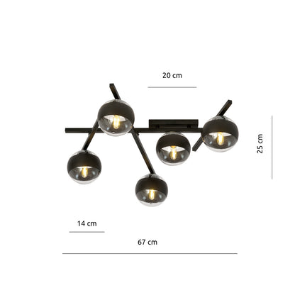 Emibig Smart 5 Chandelier Black/Transparent
