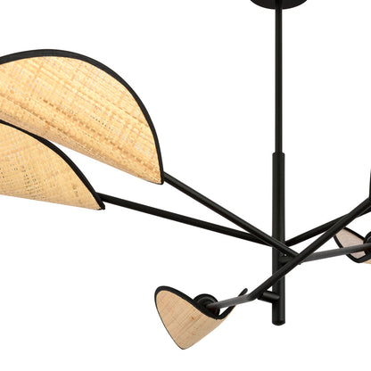 Emibig Vene 6 Black/Rattan Chandelier