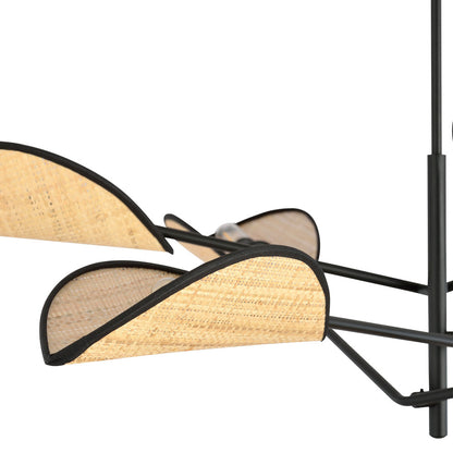 Emibig Vene 6 Black/Rattan Chandelier