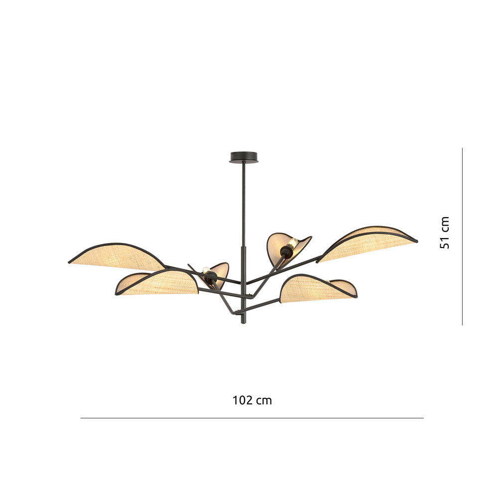 Emibig Vene 6 Black/Rattan Chandelier