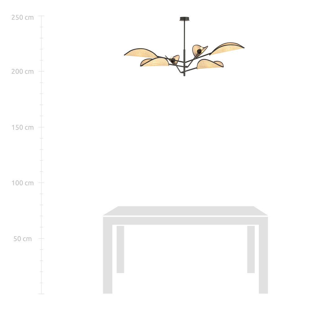 Emibig Vene 6 Black/Rattan Chandelier