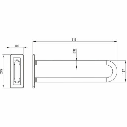 Deante Lehnen Concept Pro 60 cm Fixed Support Handle