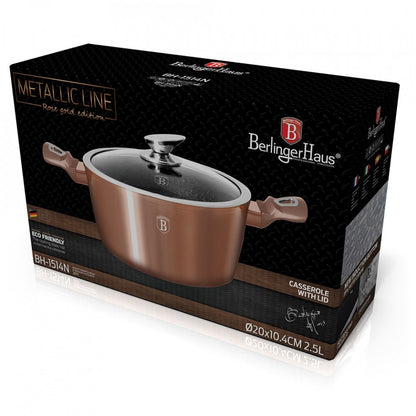 Тенджера с капак 28 см Rose Gold (Медна) Metallic Line Berlinger Haus BH 1516N