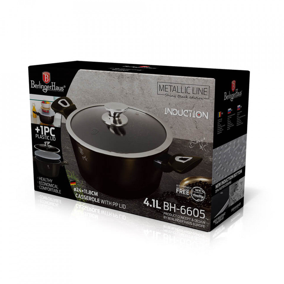Съд с капак Metallic Line Shiny Black Edition BerlingerHaus BH 6605
