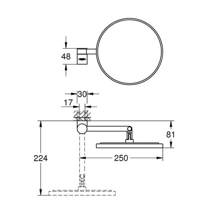 Козметично огледало Grohe Selection 20 см антрацит перлен Hard Graphite