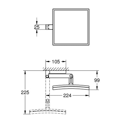 Grohe Selection Cube Chrome Cosmetic Mirror