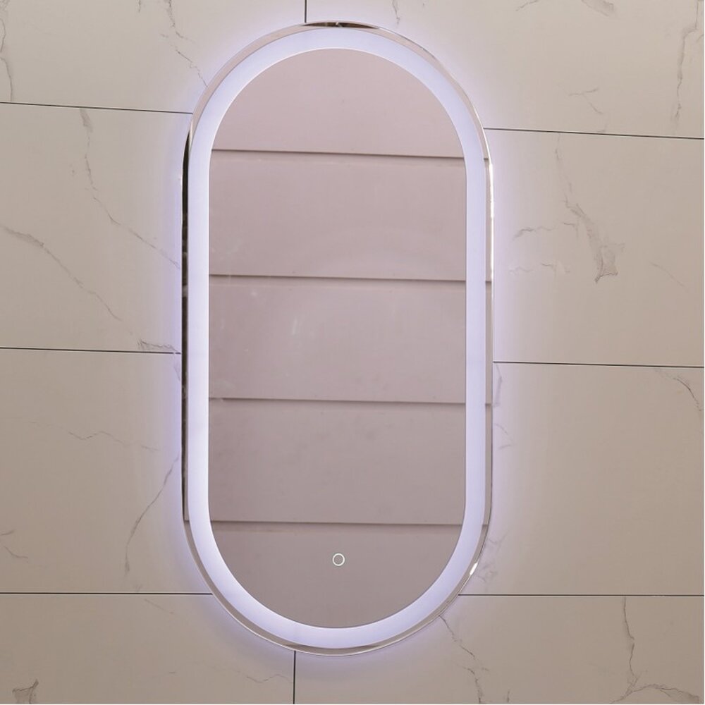 Огледало с LED осветление и функция за размразяване Inter Ceramic 40x80 см овално хром гланц