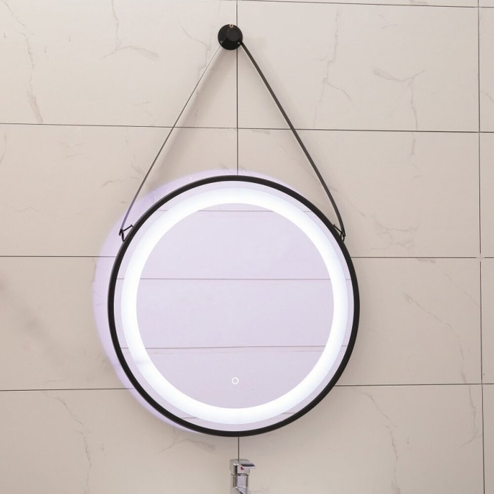 Огледало с LED осветление Inter Ceramic 60 cm кръгло с черна рамка