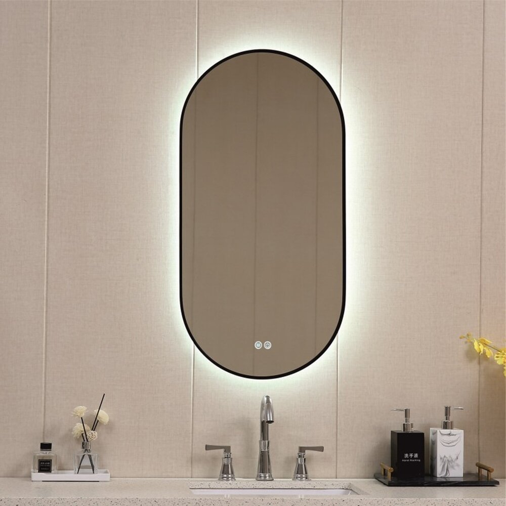 Огледало с LED осветление Inter Ceramic овално 60x120 cm черен финиш