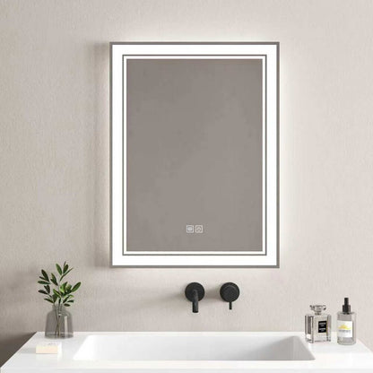 Огледало с LED осветление и антифог Inter Ceramic 60x80 cm правоъгълно с бяла рамка