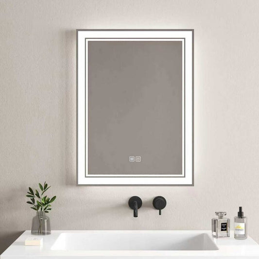 Огледало с LED осветление и антифог Inter Ceramic 60x80 cm правоъгълно с бяла рамка