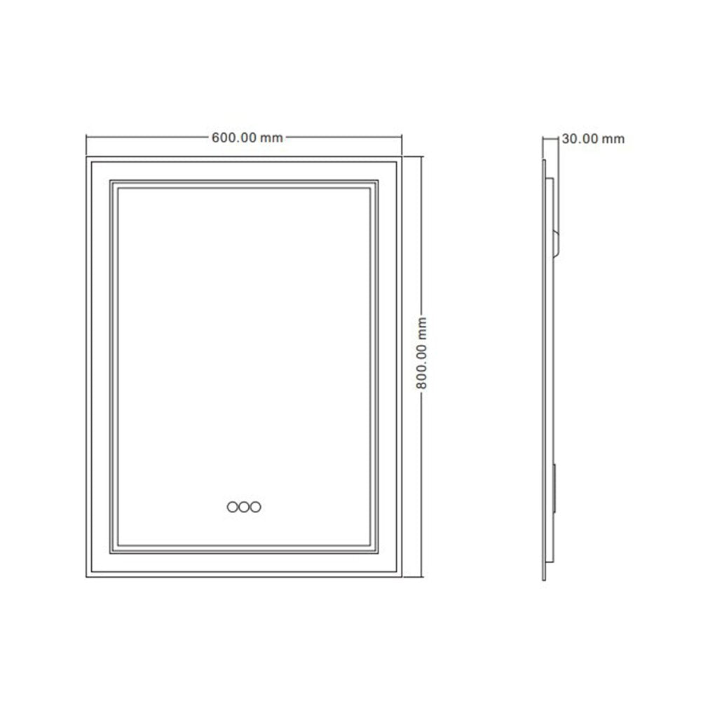 Огледало с LED осветление и антифог Inter Ceramic 60x80 cm правоъгълно с бяла рамка