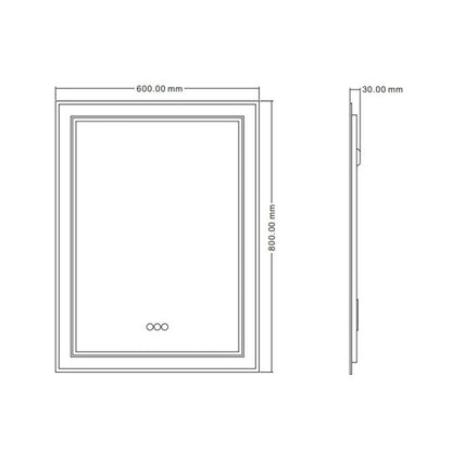 Огледало с LED осветление и антифог Inter Ceramic 60x80 cm правоъгълно с бяла рамка