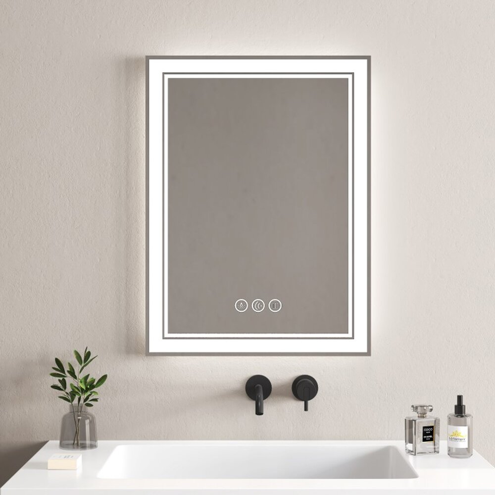 Огледало с LED осветление и антифог Inter Ceramic 60x80 cm хром-бяло