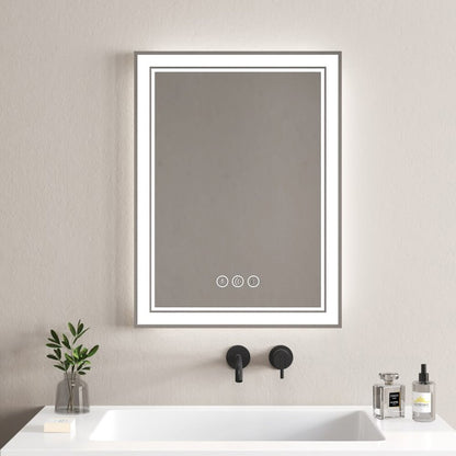 Огледало с LED осветление и антифог Inter Ceramic 60x80 cm хром-бяло
