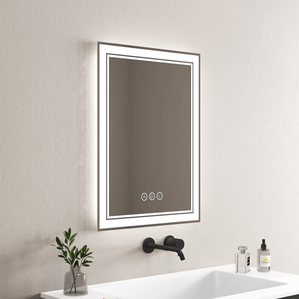 Огледало с LED осветление и антифог Inter Ceramic 60x80 cm хром-бяло