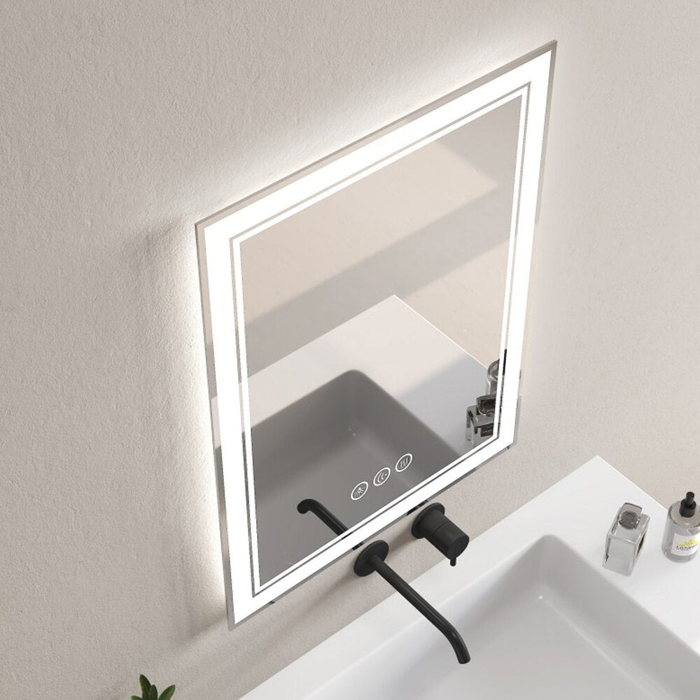 Огледало с LED осветление и антифог Inter Ceramic 60x80 cm хром-бяло