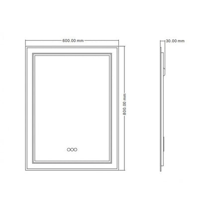 Огледало с LED осветление и антифог Inter Ceramic 60x80 cm хром-бяло