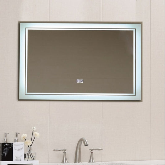 Огледало с LED осветление и антифог Inter Ceramic 80x60 cm правоъгълно с бяла рамка