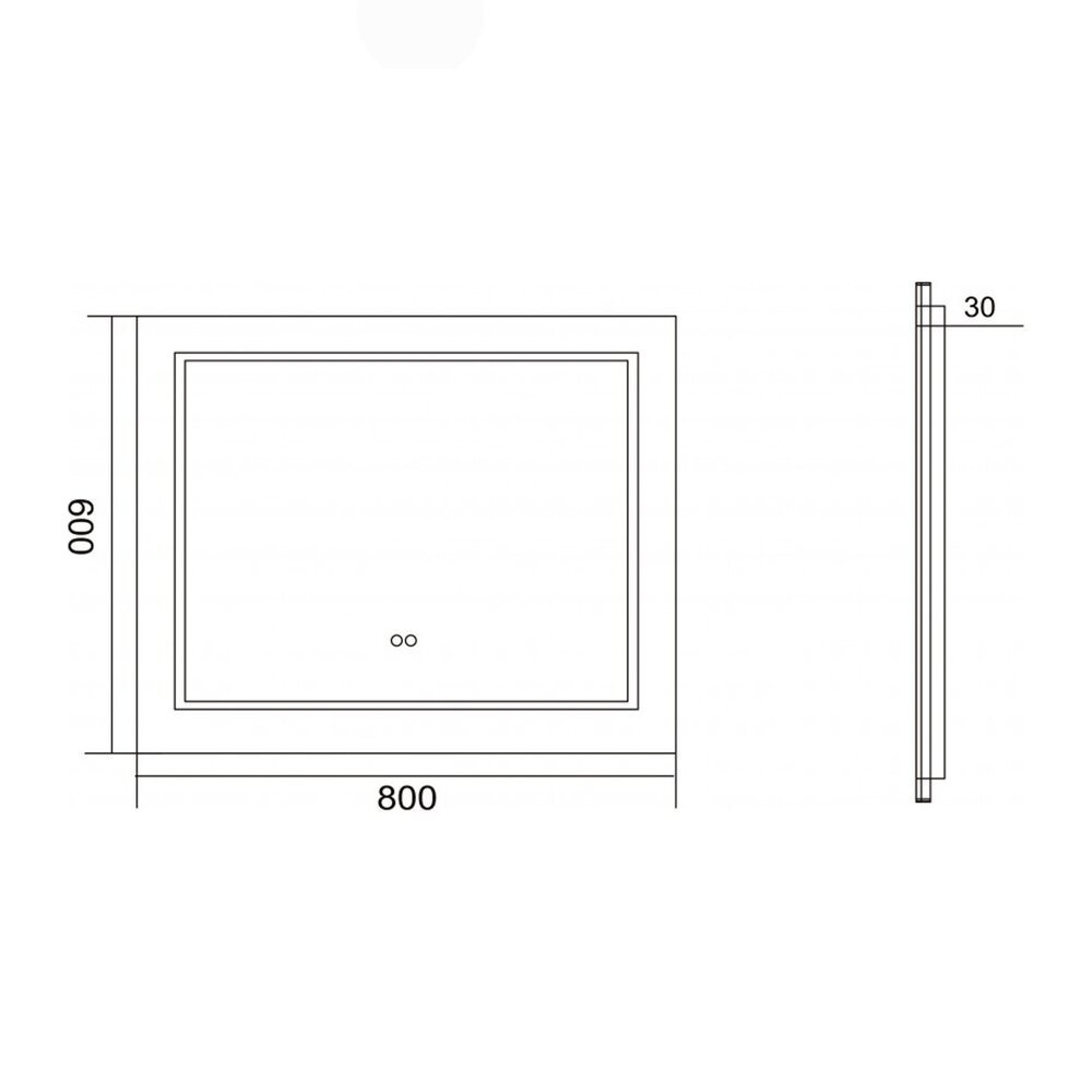 Огледало с LED осветление и антифог Inter Ceramic 80x60 cm правоъгълно с бяла рамка