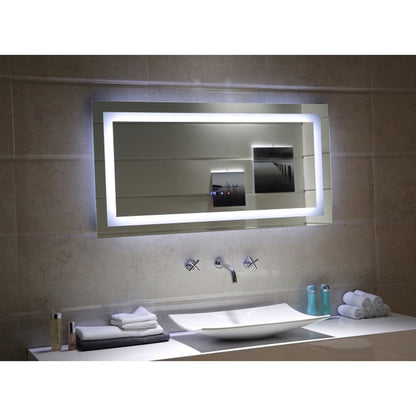 Огледало с LED осветление и размразяване Inter Ceramic правоъгълно 120x60 cm хром гланц функция часовник и температура
