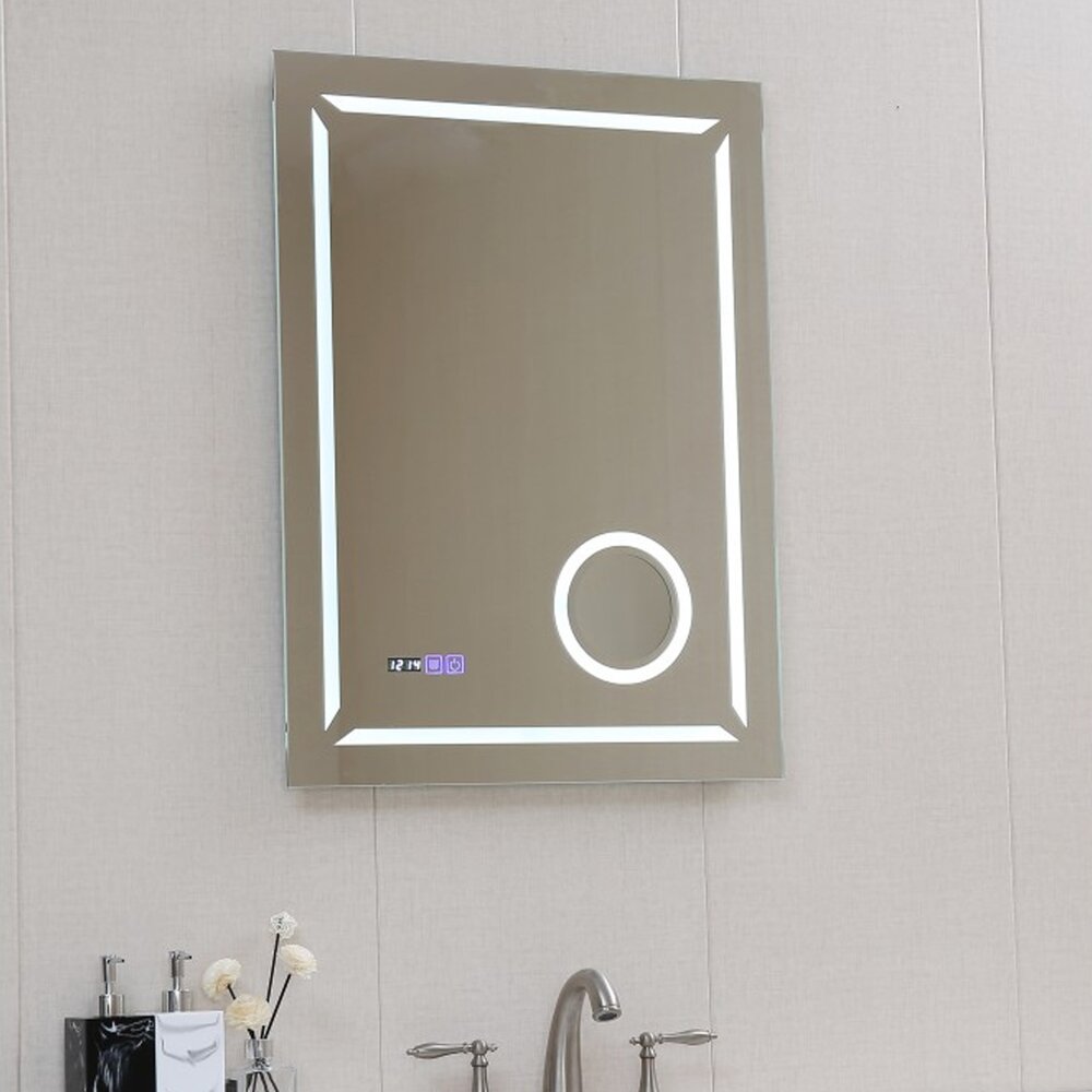 Огледало с LED осветление и размразяване Inter Ceramic правоъгълно 60x80 cm с часовник