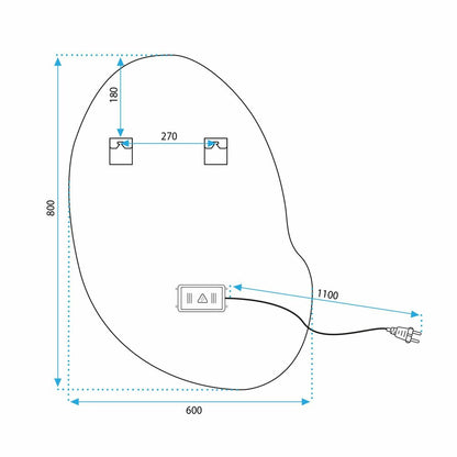 LED осветена огледало Tutumi 80x60 см CLOUD C