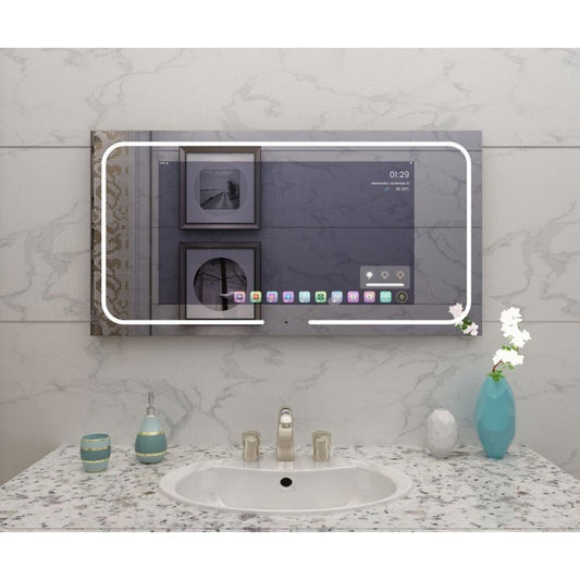 Огледало с RGB осветление Inter Ceramic Smart WiFi и Bluetooth правоъгълно 106.8x56 cm хром гланц