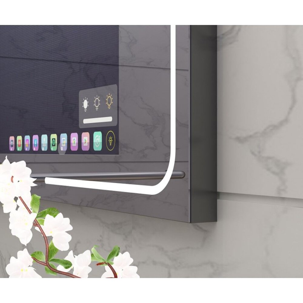 Огледало с RGB осветление Inter Ceramic Smart WiFi и Bluetooth правоъгълно 106.8x56 cm хром гланц