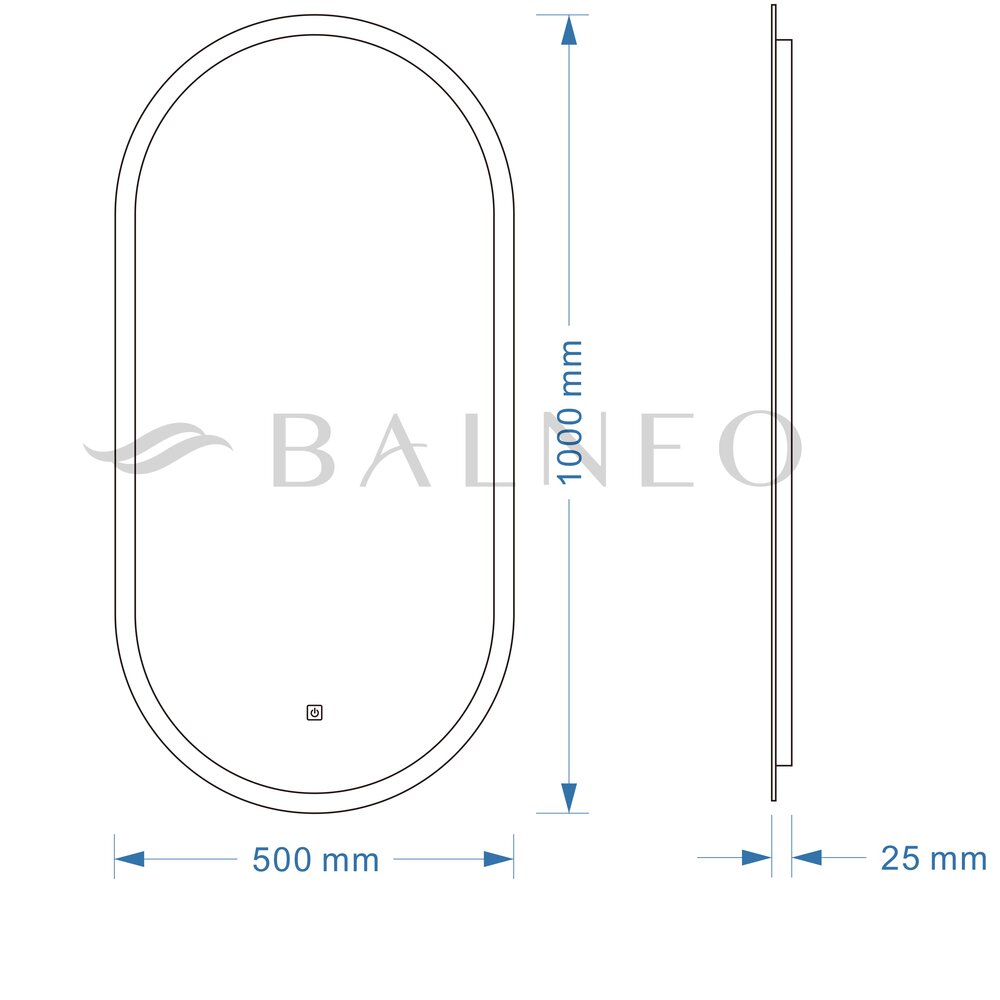 Огледало с осветление и антифог Balneo Elisa 50x100 cm