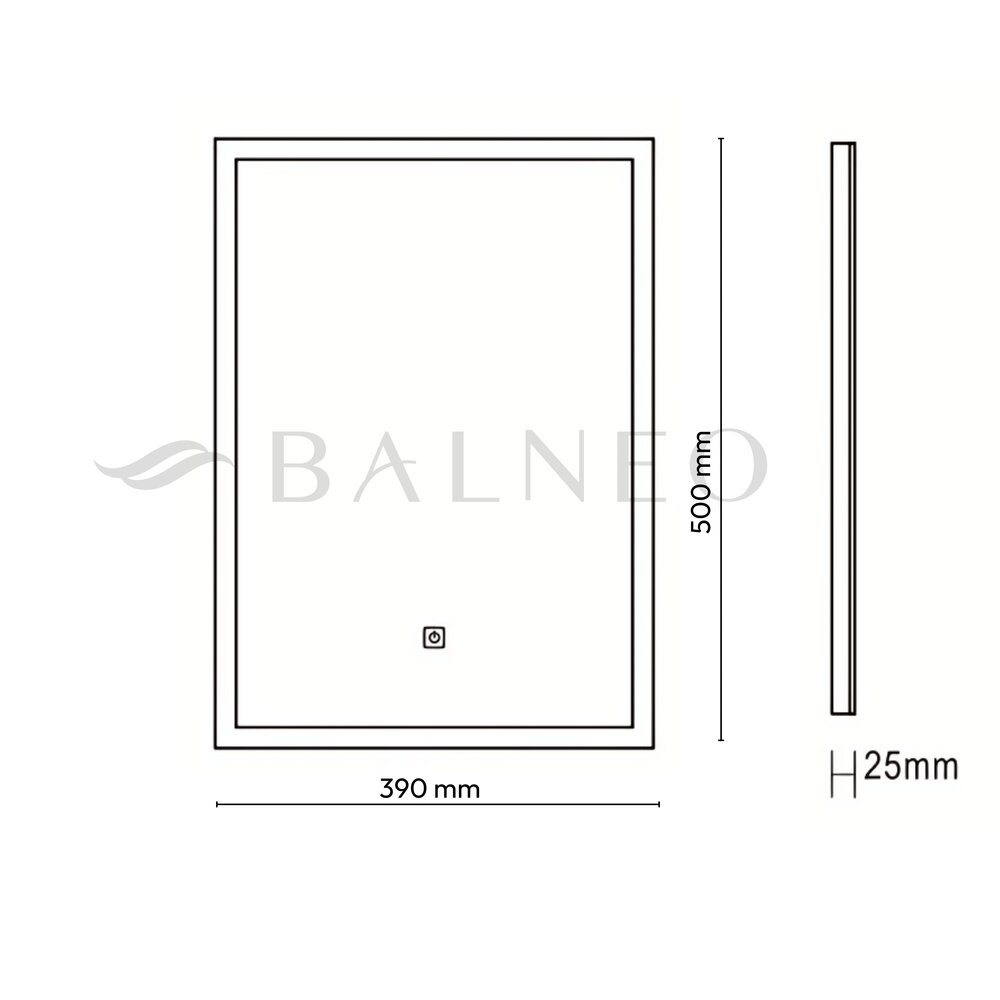 Огледало с осветление и размразяване Balneo Lumin 39x50 cm