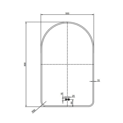 Огледало с осветление и антифог Fluminia Gaudi 50x80 cm матово черно покритие