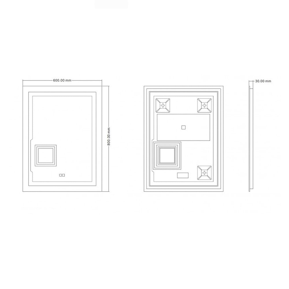 Огледало с осветление и противозапотяване Inter Ceramic правоъгълно 60x80 cm хром гланц