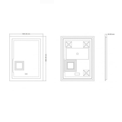 Огледало с осветление и противозапотяване Inter Ceramic правоъгълно 60x80 cm хром гланц