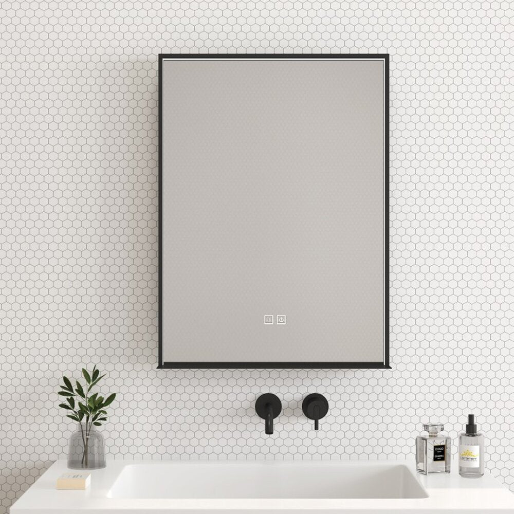 Огледало с осветление и антифог Inter Ceramic Enzo черна рамка 60x80 cm