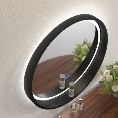 Огледало с осветление и антифог Inter Ceramic кръгло 60 cm черна рамка