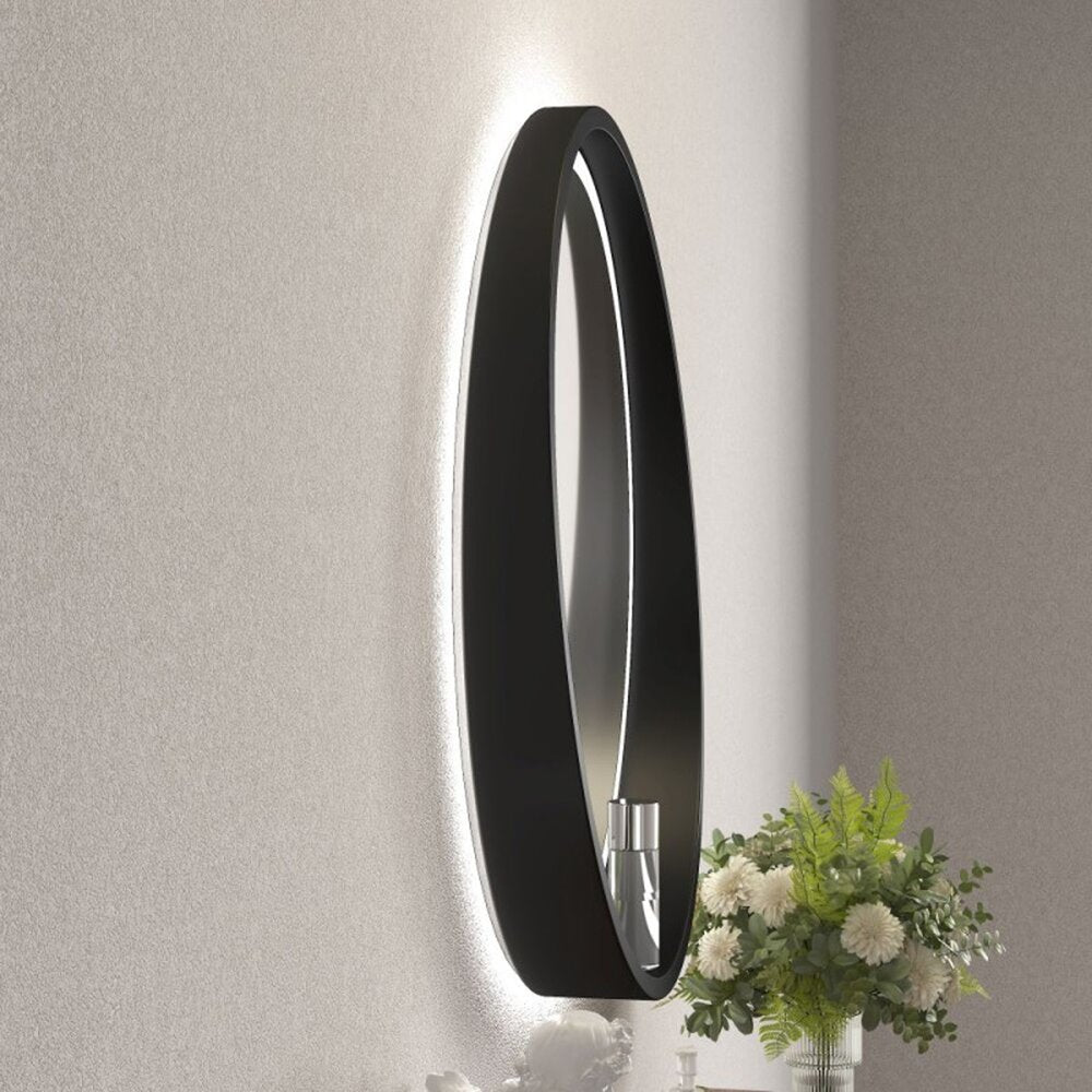 Огледало с осветление и антифог Inter Ceramic кръгло 60 cm черна рамка