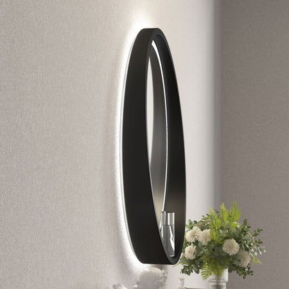Огледало с осветление и антифог Inter Ceramic кръгло 60 cm черна рамка