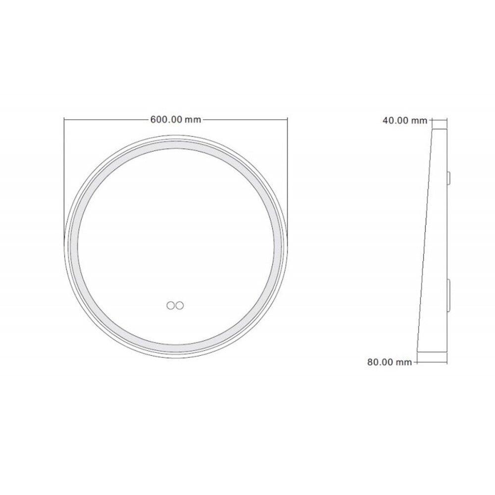 Огледало с осветление и антифог Inter Ceramic кръгло 60 cm черна рамка