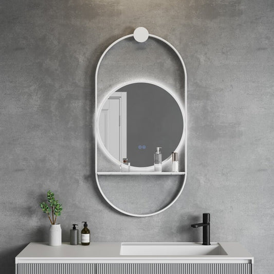 Огледало с осветление и антифог Inter Ceramic Savona с бяла рамка 60x124 cm